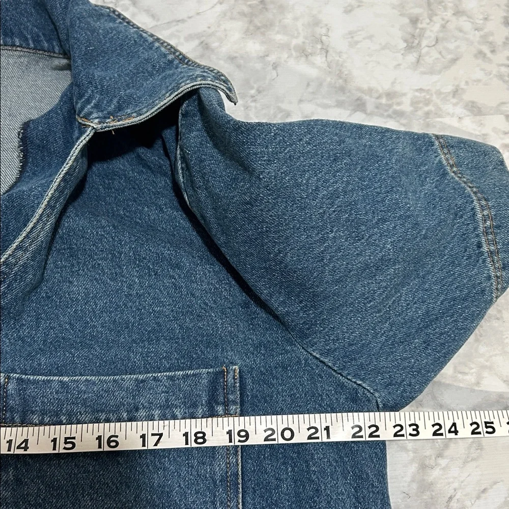 OLIVACEOUS  WOMENS COLLARED  DENIM MINI DRESS SZ LG NEW - Picture 7 of 9